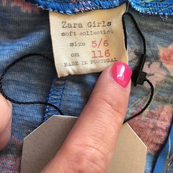 NWT Zara Girls Size 5-6 blue floral wrap‎ top - Picture 4 of 6